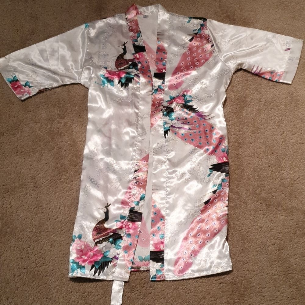 Asian Floral Peacock Robe sz Small